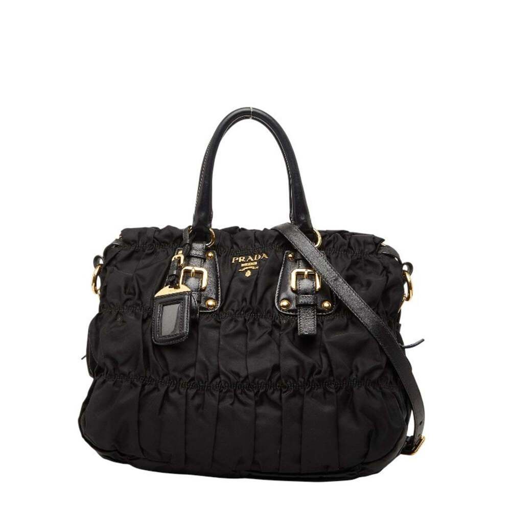 PRADA Black Leather Shoulder Bag